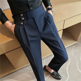 2025 Spring Autumn Men High Waist Belt Design Casual Slim