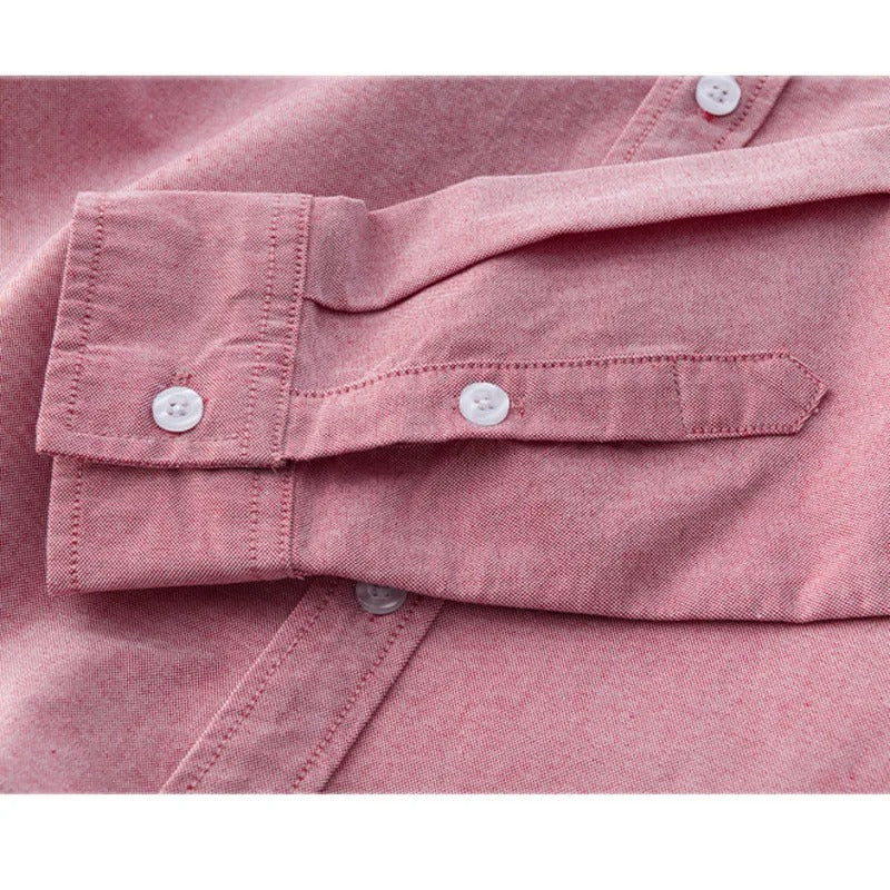 2024 Spring Pink Shirts For Men Casual Slim Fit 100%